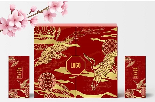Mẫu hộp quà Tết Song Hạc