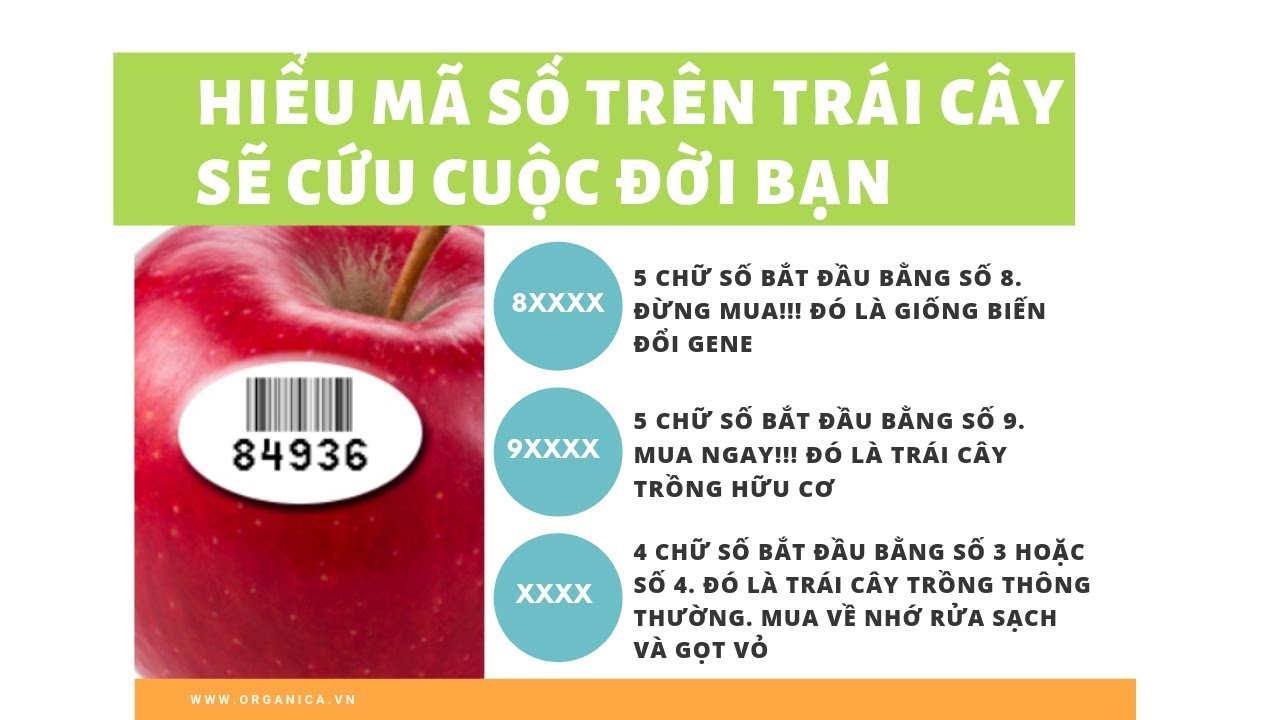 Các loại mã số trên trái cây nhập khẩu